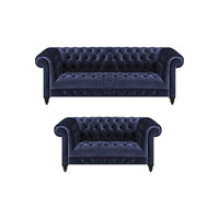 Wohnzimmer Chesterfield Einrichtung 2X Sofas Sofa Dreisitze Mit Zweisitzer Couch