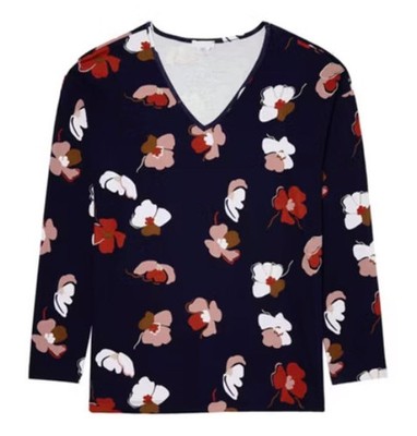 Hanro Ami Long Sleeve Shirt Simple Flowers S NWT $98