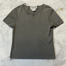 Carlisle Shirt Womens Size Large Silk Cotton Blend Basic Top Short Sleeve Knit