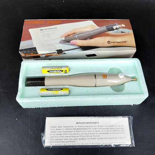Vintage Hitachi Cordless Electric Eraser Model BE-3201 Japan Drawing Art WORKING