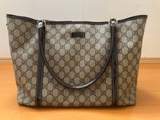 GUCCI GG Supreme Shoulder Bag Brown PVC Canvas Leather Authentic Crossbody