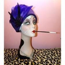 Vintage Mr. Charles Purple Wool Church Hat Feathers Kentucky Derby avant garde