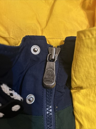 TOMMY HILFIGER Green Yellow Blue Hidden Good Jacket Logo Size L Mesh Lining VTG - Picture 5 of 10
