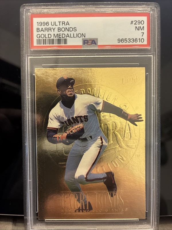 PSA 7 1996 Fleer Ultra Gold Medallion Barry Bonds #290
