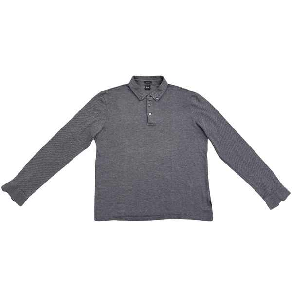 Polo Hugo Boss Hombre Talla L Regular Fit Manga Larga Gris Cuello Button Down