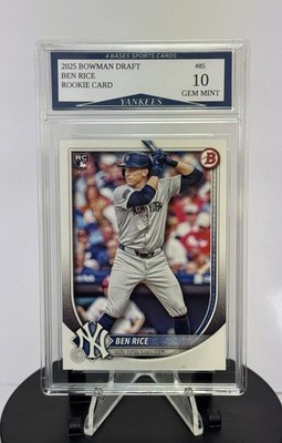 2025 Bowman Draft Ben Rice New York Yankees Rookie Card #85 Gem Mint 10