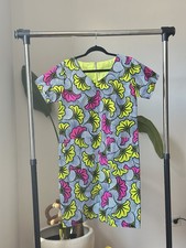 Handmade African Dashiki Cotton Dress Yellow Pink Black White Floral for Women