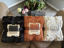 NWT Costco Halloween Faux Fur Throw Blanket Lot of 3 Ghost Cat Pumpkin Tik Tok