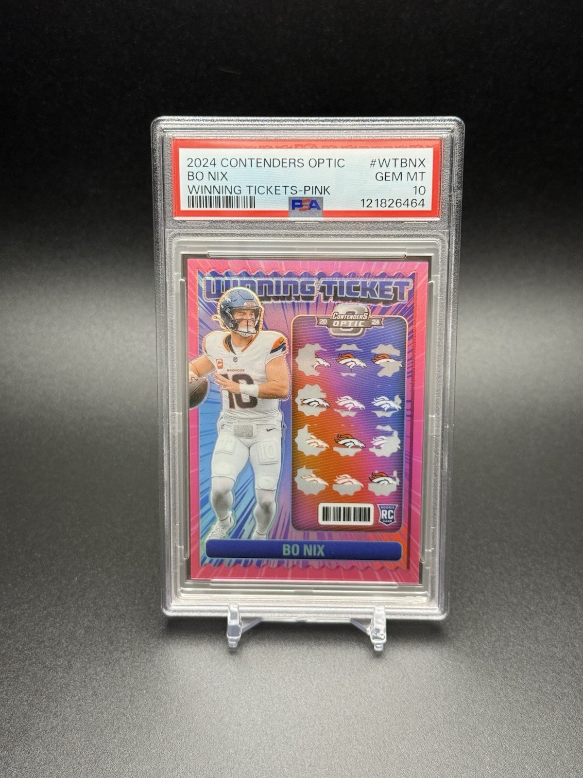 Bo Nix Panini Contenders Optic Winning Tickets #WTBNX Pink