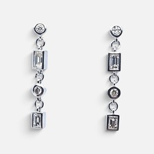 14k white gold diamond drop earrings
