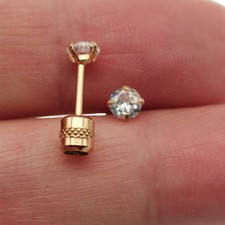 18K Rose Gold Filled Hypoallergenic 4mm Cubic Zirconia CZ Stud Post Earrings