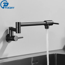 Chrome Black Wall Mounted Faucet Single Cold Water Tap 360 Rotating Spout Washin