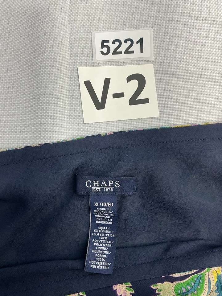 Womans Chaps Pullon Midi Skirt XL Multicolor Paisley Lined Ruffled Hem - Image 3 of 4