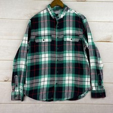 Old Navy Shirt Mens L Green Plaid Long Sleeve Built In Flex Plaid Stretch