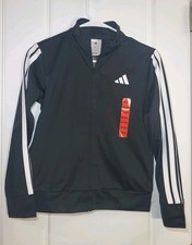 Adidas Youth Tricot Track Jacket to Sidepockets Adidas Logo Size M 10/12 Black