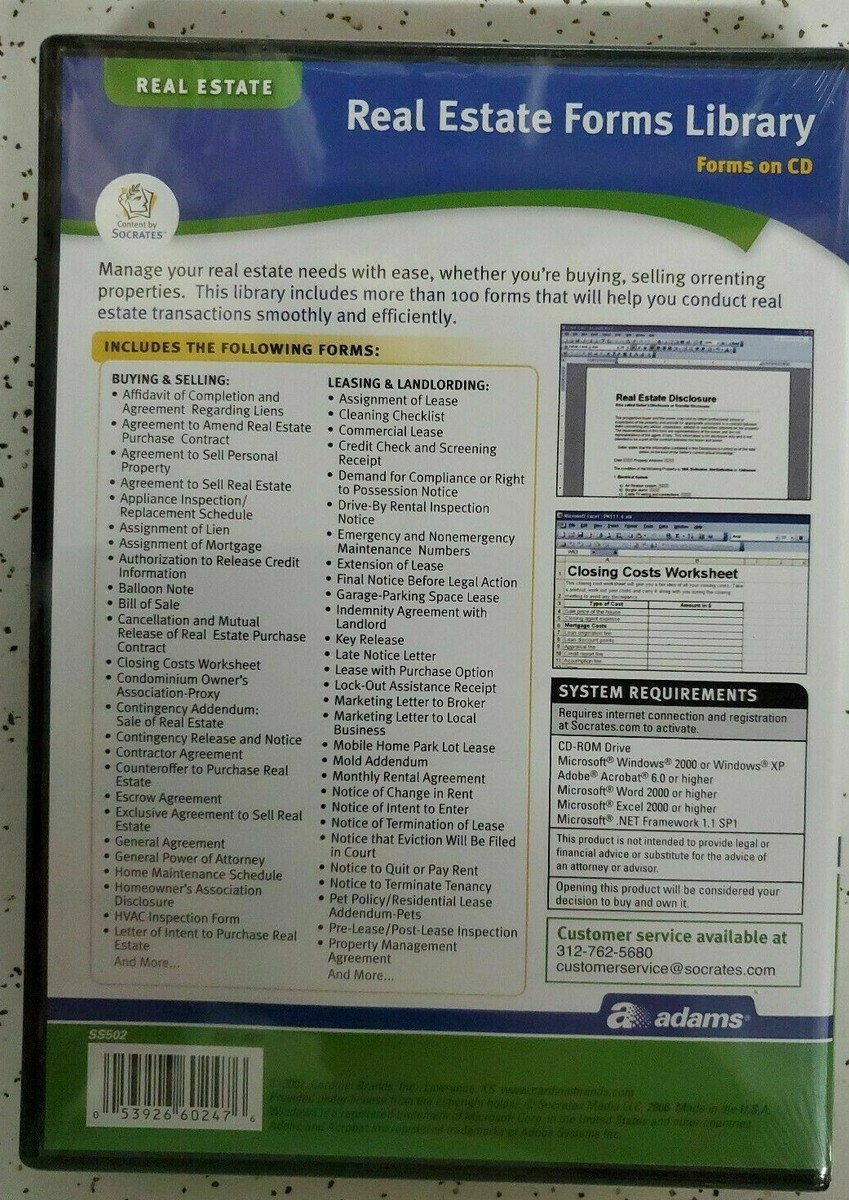 Adams Real Estate Forms Library on CD(SS502)**BRAND NEW SEALED