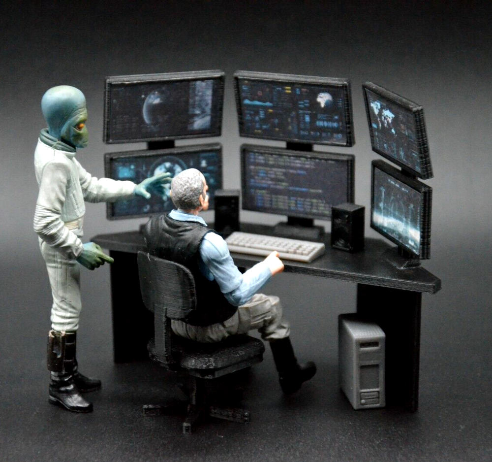1:18 GI Joe Computer Desk & Chair Set for Star Wars Military Diorama Figures  
