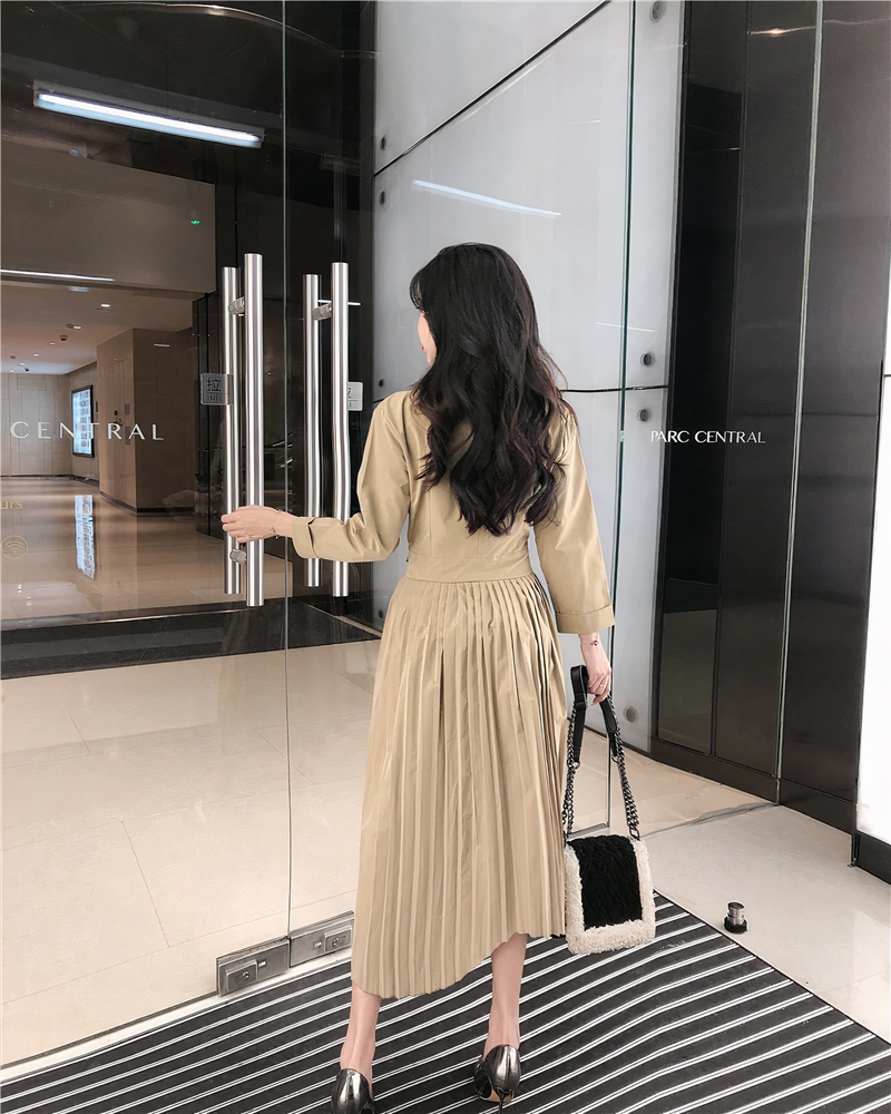 Ladies Korean Style Pleated Long Sleeve Lapel Suit Dress - Women Fashion  Dresses | eBay