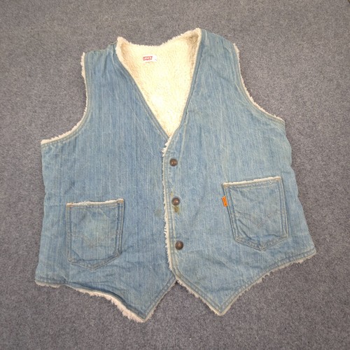Vintage Levi's Vest Womens LARGE Blue Denim Hendrix Orange Tab Sherpa Size L - Picture 4 of 10