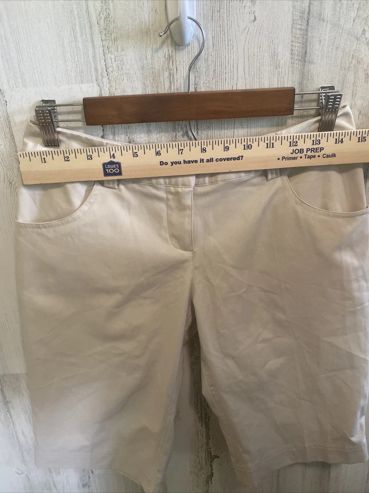 Adidas Womens Shorts Size 2 Tan Low Rise Pockets Polyester Climalite Casual Golf - Image 4 of 4