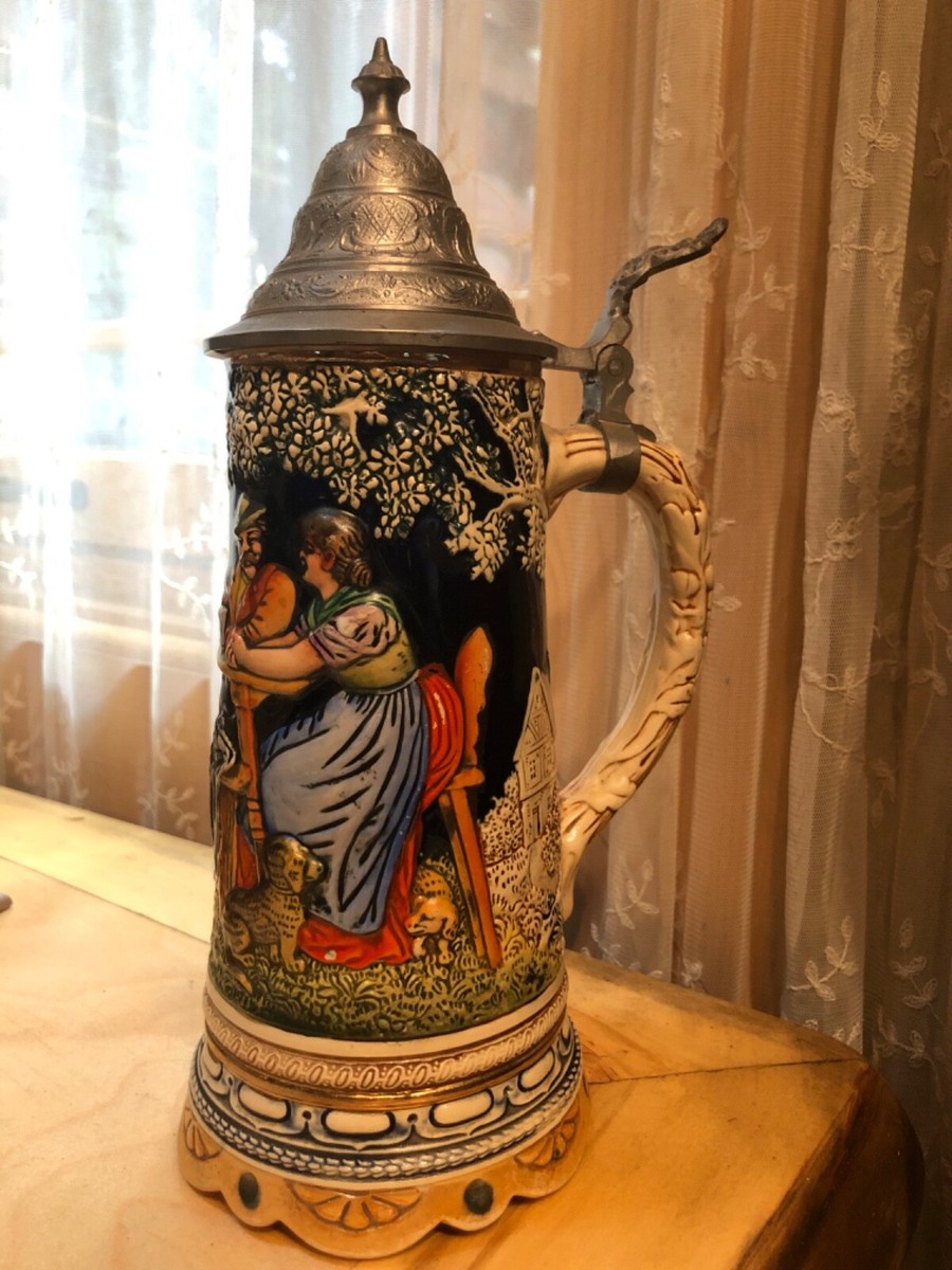 Vintage Thorens Music Box Switzerland Beer Stein (German) 10.5