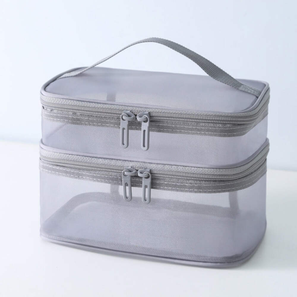 Multifunctional Portable Large Capacity Toiletry Cosmetic Bag, Color: Gray Doubl