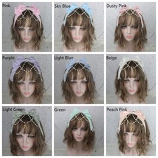 Lolita Filles Bandeau Dentelle Nœud Papillon Chaîne Fausse Perle
