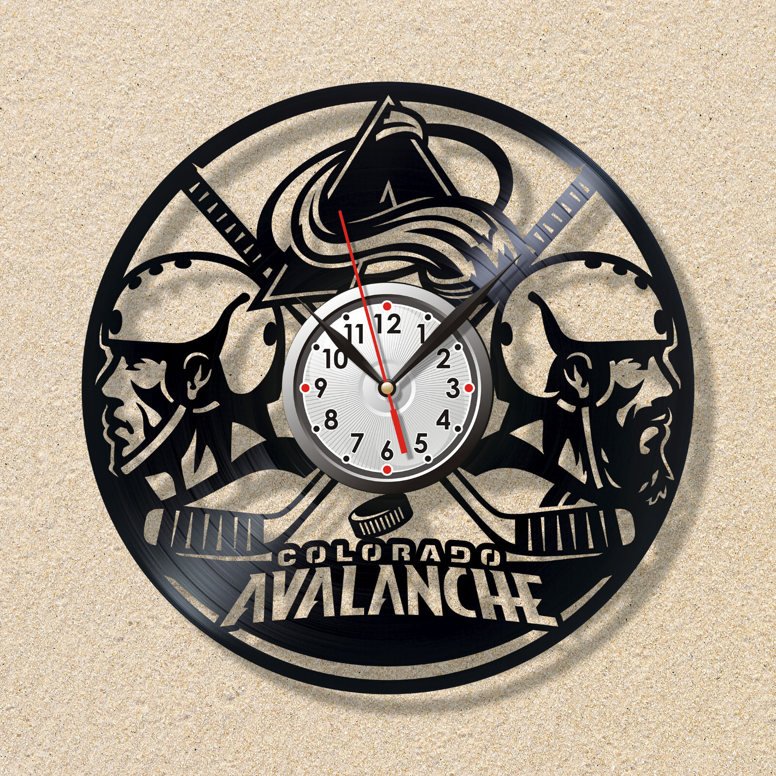 Vinyl clock Hockey Colorado Avalanche Old record clock Hockey clock Custom logo