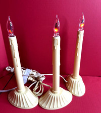 3 Vintage 9  Candles Flickering Bulbs Plastic Drip Electric Great Condition