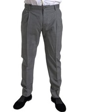 DOLCE & GABBANA Pants Gray Wool Chino Skinny Men Dress Trouser IT48/W34/M 750usd