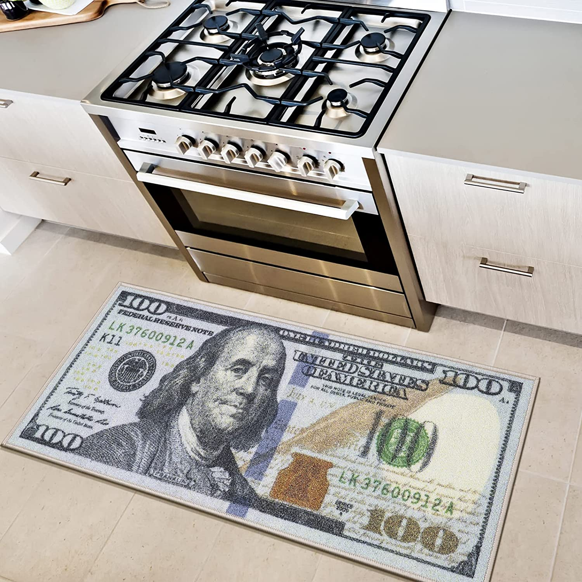 100 Dollar Bill Money Runner Rug 22&quot;x53&quot; Non Slip Home Floor Décor 