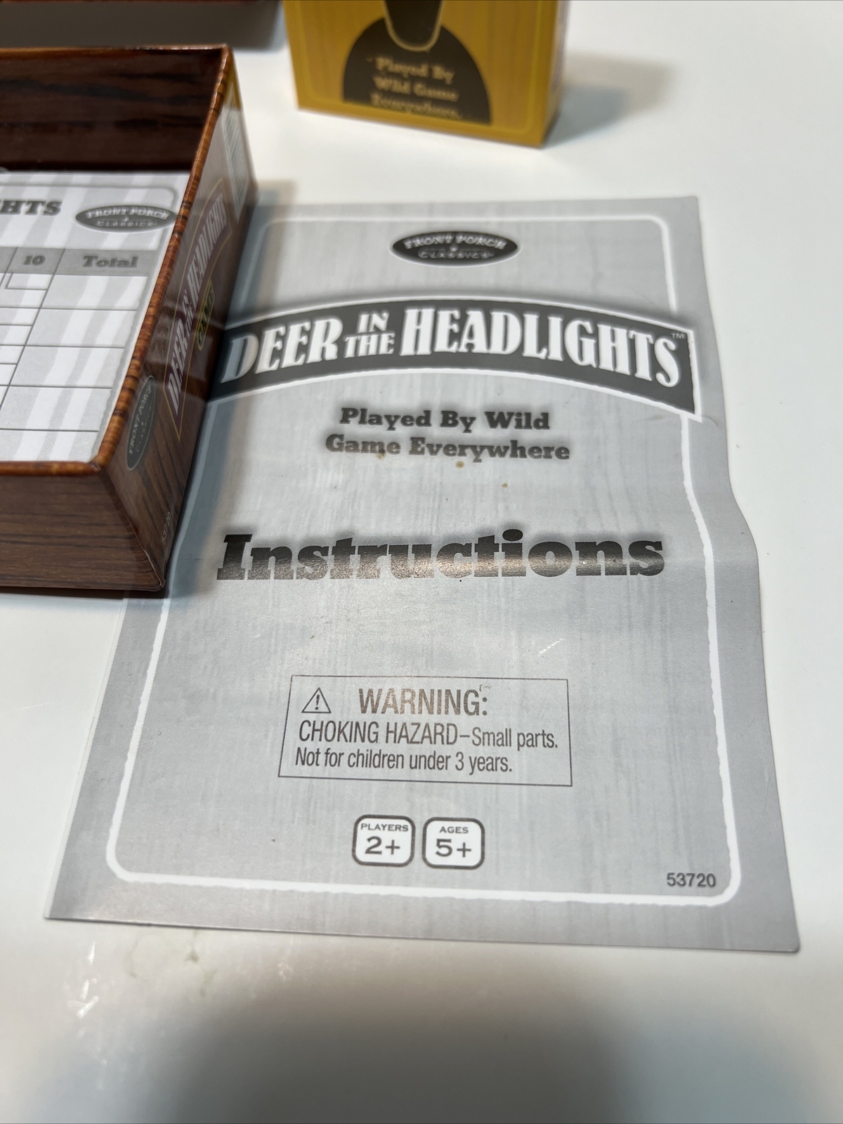 FRONT PORCH CLASSICS DEER IN THE HEADLIGHTS FAMILY CARD/DICE GAME/EUC