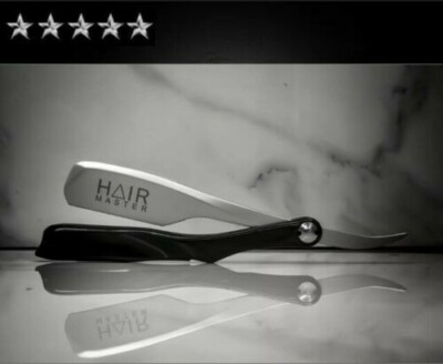 Hair Master Straight Polished Exposed Shaving Barber Razor Black 