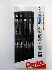 12 Pentel ENERGEL RTX Liquid Gel Pens BLACK INK 0.7mm MEDIUM M - NEW BOXED