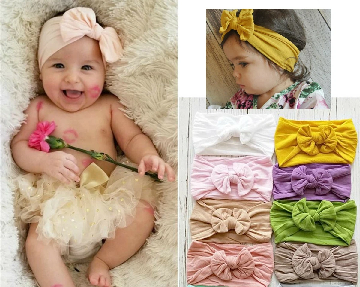 Baby Girl Children Ribbon Bow Turban Soft Hair Head band Headband Wrap  Bandana