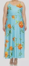 White Mark Women's Blue Floral Strap Maxi Dress Plus Size 2XL