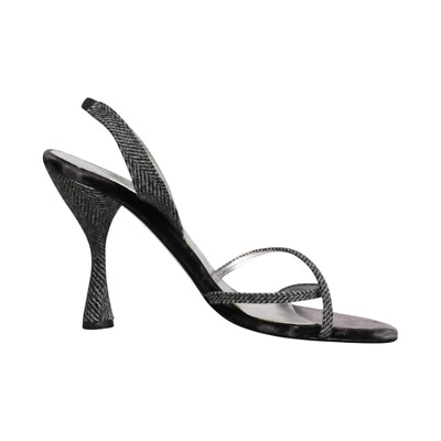 DOLCE GABBANA Shoes Black Chevron High Heels Sandals