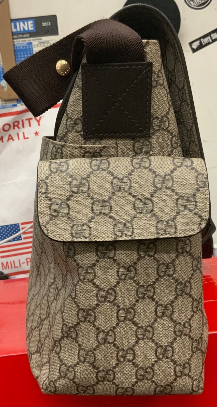 Gucci GG Supreme Plus Canvas Diaper Shoulder Bag Beig… Gem