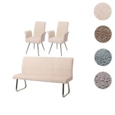 Esszimmer-Set HWC-G55, 2er-Set Stuhl mit Armlehne+Sitzbank 180cm, Stoff Chenille