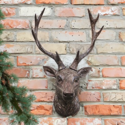 Wand Hirschkopf Hirsch 47 cm Skulptur groß Vintage Rentier Ornament Weihnachten