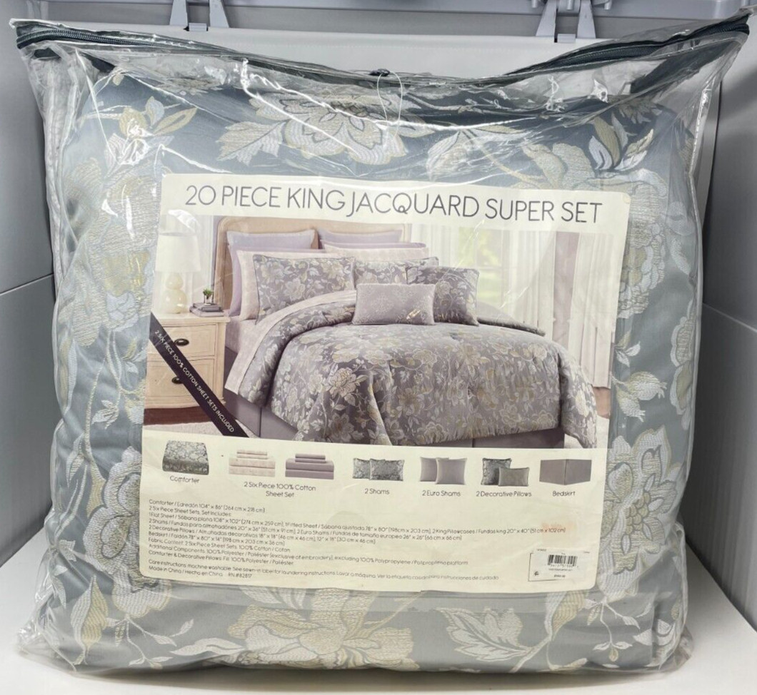 Home Dynamix Casual Elegance Set Piumino King 6 Pezzi Ricamato Grigio Chiaro - Microfibra Morbida
