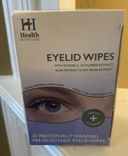 Health Intentions Eyelid Wipes - Gentle & Cleansing - Makeup Removal - 30 wipes