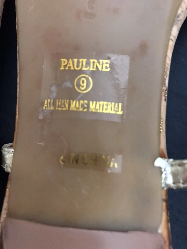 Sandalias doradas con tiras Dollhouse Pauline para mujer talla 9 tacón de gatito Foto 4 de 4