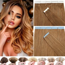 100 Real Remy Human Hair Extensions Tape In THICK 20/40/60 Pieces 50g/100g/150g