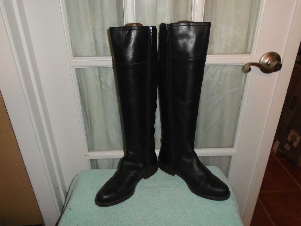 Franco Sarto Women's Boots Side Zip Black Leather A-Coley Size US