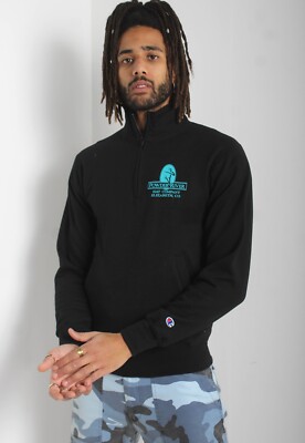Vintage Champion 1/4 Zip Sweatshirt - Schwarz - Größe Small S (B4)