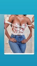 XS Floral Corset Bustier Structured Top Chic Womens Brand New Coquette