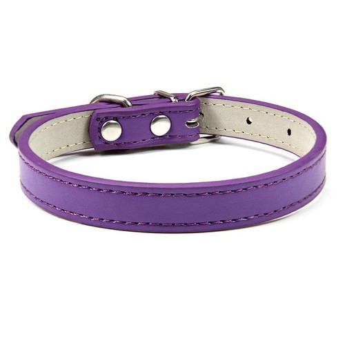 Cat Dog Leather Collar Puppy Collar Small Dog Collar Adjustable Buckle Solid N ~ - Picture 13 of 19