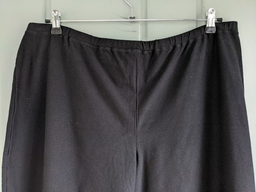 Eileen Fisher Women Plus 3X Pants Crop Crepe Black Stretch Pull On Elastic Waist - Picture 2 of 4