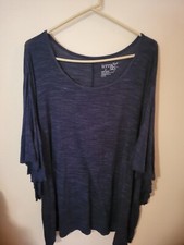 y2k Terra Sky Womens 4X Blue Marled Fly S Sleeve Small hole front Pullover 36